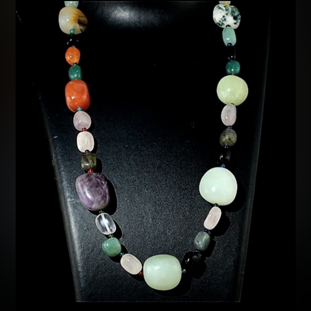 🔥Multi Gemstone 670.00 ctw Necklace in 18K YG Plated 24 Inches